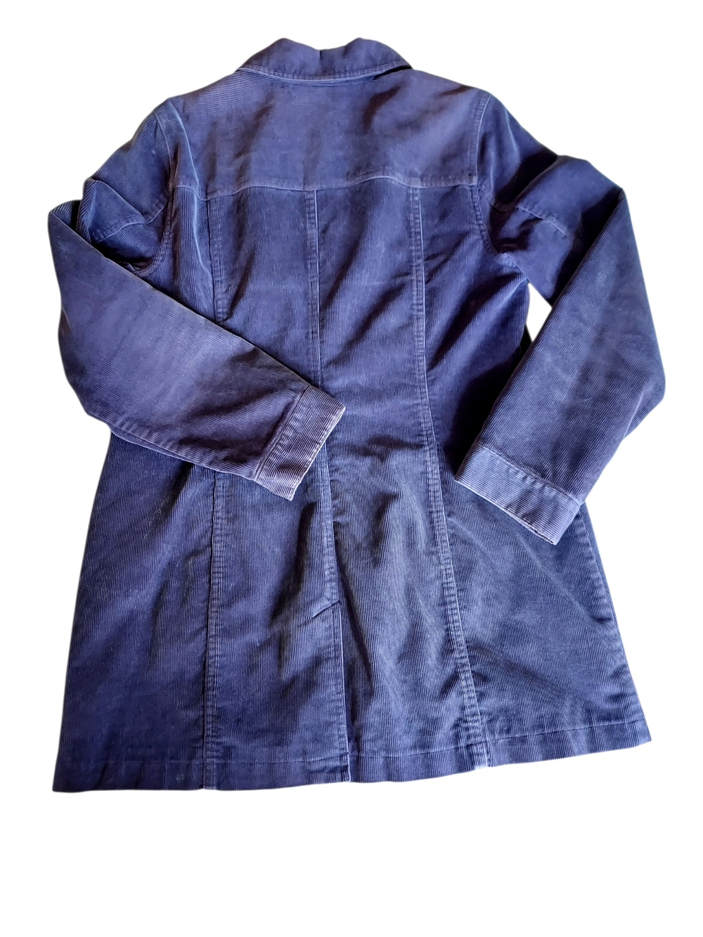 SO Blue Sigrid Olsen Purple Corduroy Longline Trucker Jacket Y2K Utility M - Picture 5 of 10